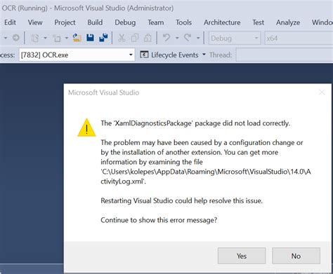 test window package did not load correctly|visual studio package didn't work.